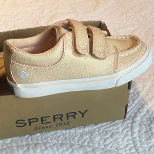Rose Gold Kids Sperry Velcro Shoes
